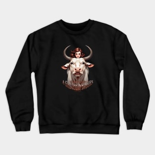 Hotwife Bull Rider With Big White Bull Hobbies Design Crewneck Sweatshirt